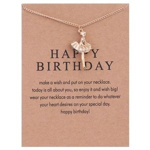 “Sara” Gold Happy Birthday Ballerina necklace